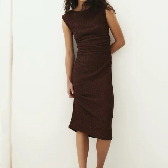Boatneck Rib Midi Dress - Picture 1 of 5